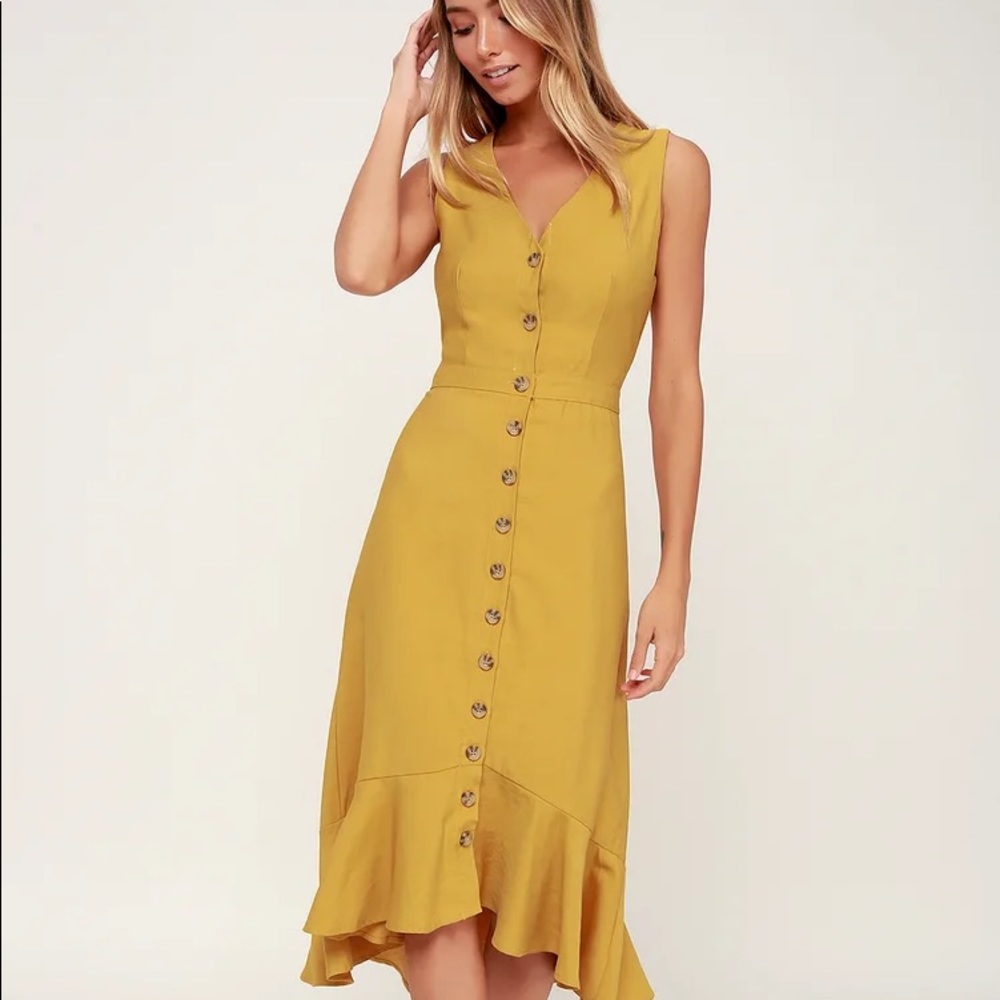 Lulus: When We First Met Button Front Midi Dress [Size: Small] - Picture 2 of 3